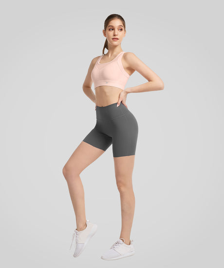 Sujetador deportivo de malla frontal con corte arqueado | Sujetador deportivo de alta sujeción para mujer