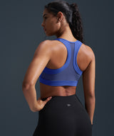 Sujetador deportivo de running con espalda nadadora, acolchado y malla con cremallera frontal Enfold | Sujetador deportivo de alta sujeción para mujer