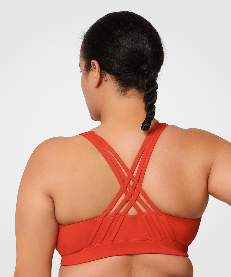 Power Zip Front Criss Cross Vadderad Löpar-BH | Sport-BH med högt stöd för kvinnor