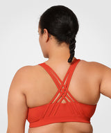 Power Zip Front Criss Cross Vadderad Löpar-BH | Sport-BH med högt stöd för kvinnor