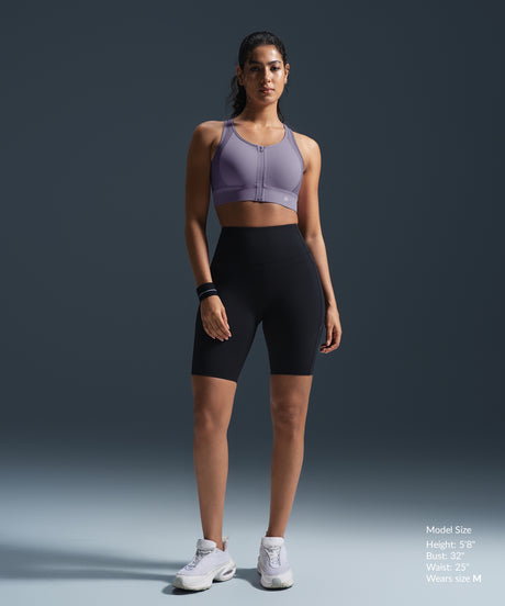 Enfold Zip Front Racerback Vadderad Löpar-BH | Sport-BH med Högt Stöd för Damer