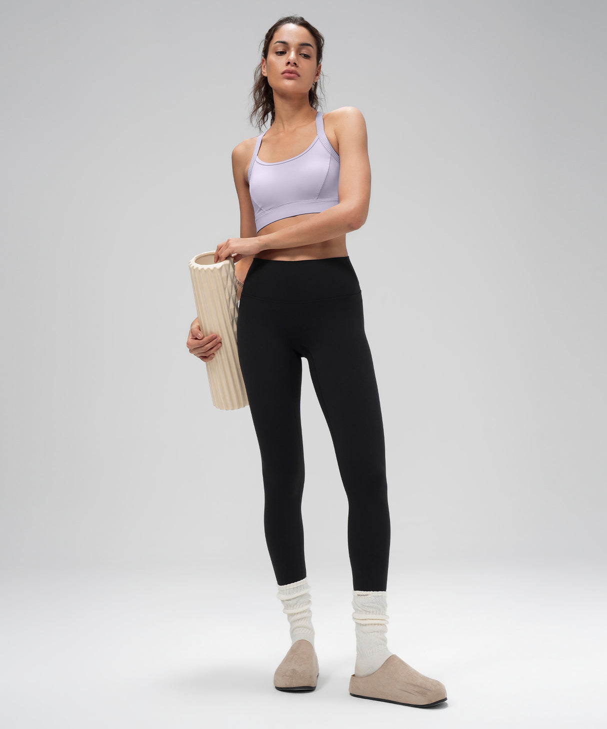 Shift Ribbed Sewn-in Pads Racerback Running Bra | Women's High Support Sports Bra