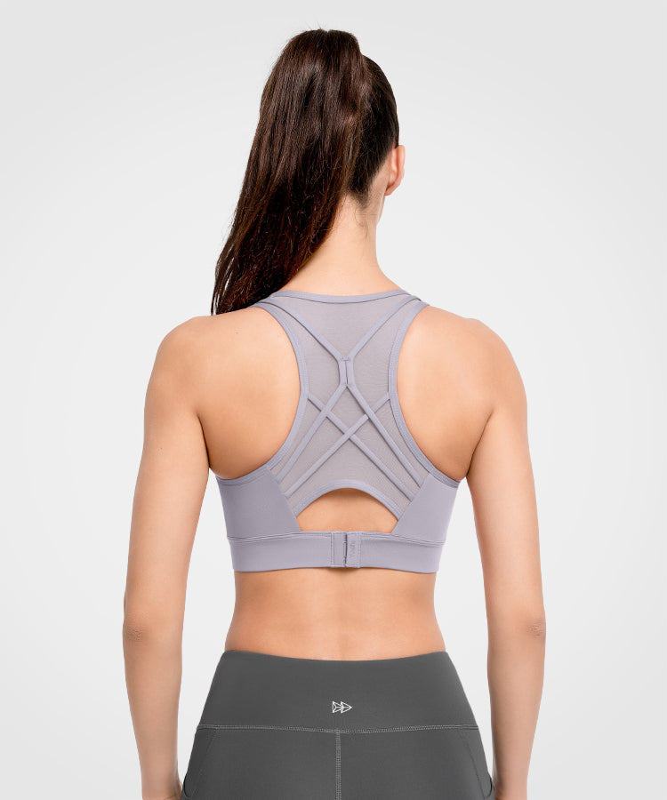 Echo Mesh Strappy Padded Running Bra | Women's High Support Sports Bra