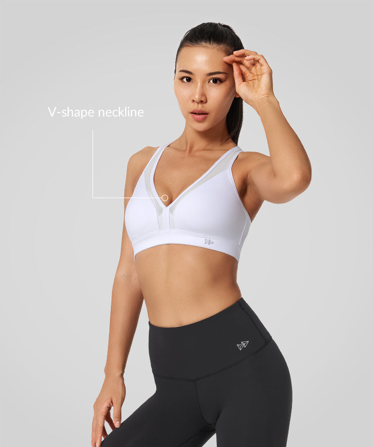 Power V-Neck Cross Back Padded Running Bra | Women’s High Support