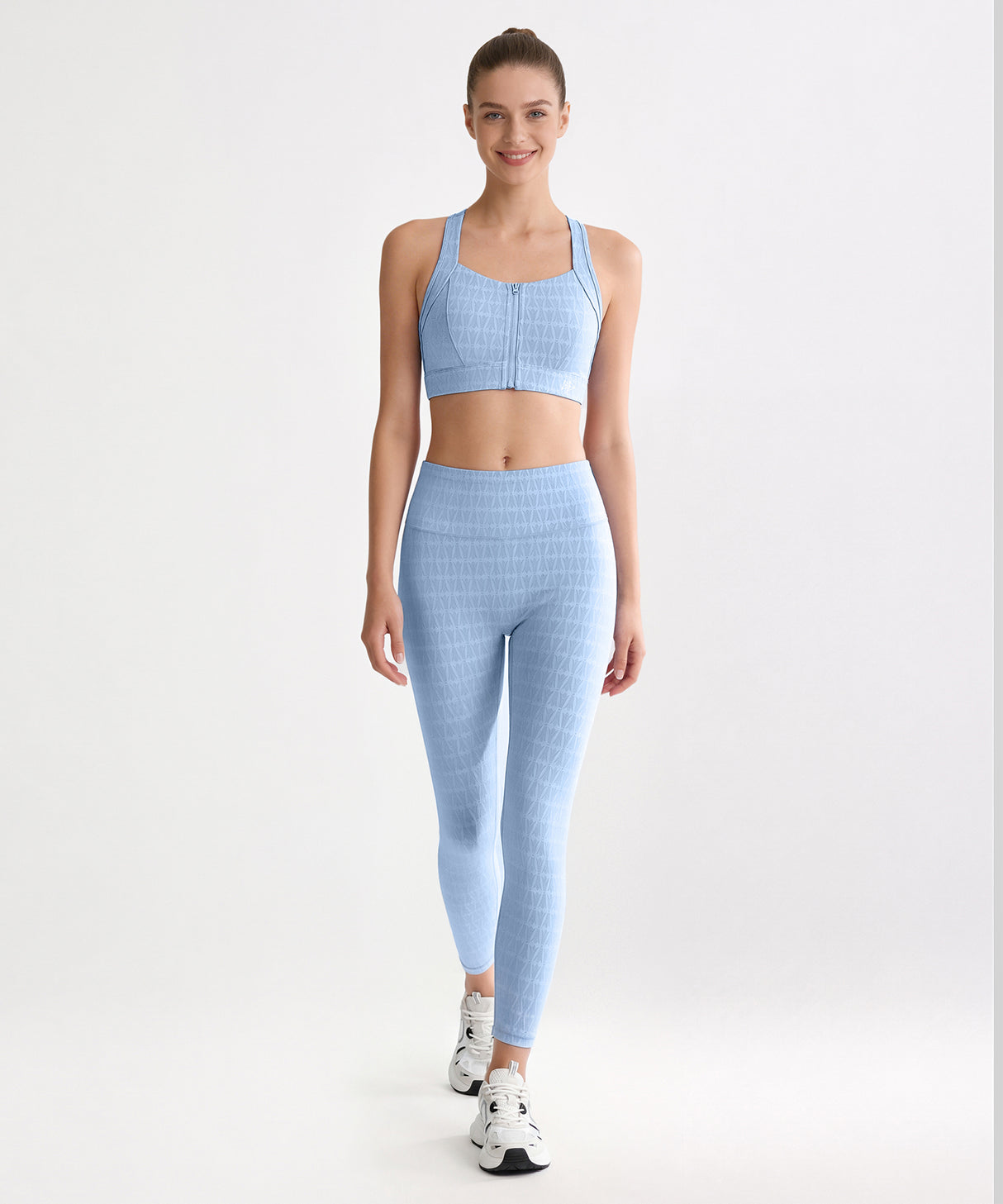 Power Jacquard Pattern No Front Seam High-Rise Running Leggings 25inches | Women's High Support Leggings