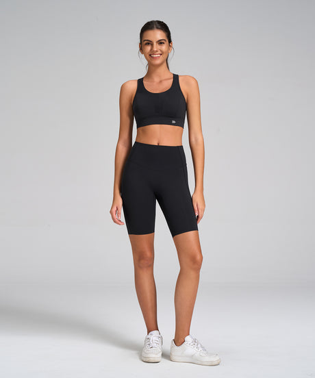 Enfold Round Neck Front Mesh Sports Bra | Women's High Support Sports Bra