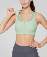 Power Zip Front Mesh Padded Running Bra | Damen Sport-BH mit starkem Halt