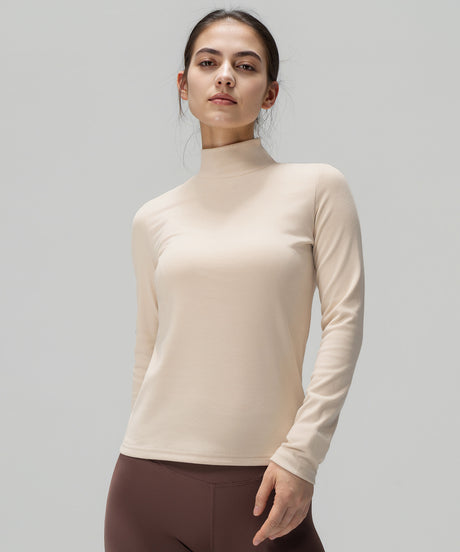 Anywhere Cozy Stretch Mock Neck Long Sleeve Tee | Women's Long Sleeve T-shirt