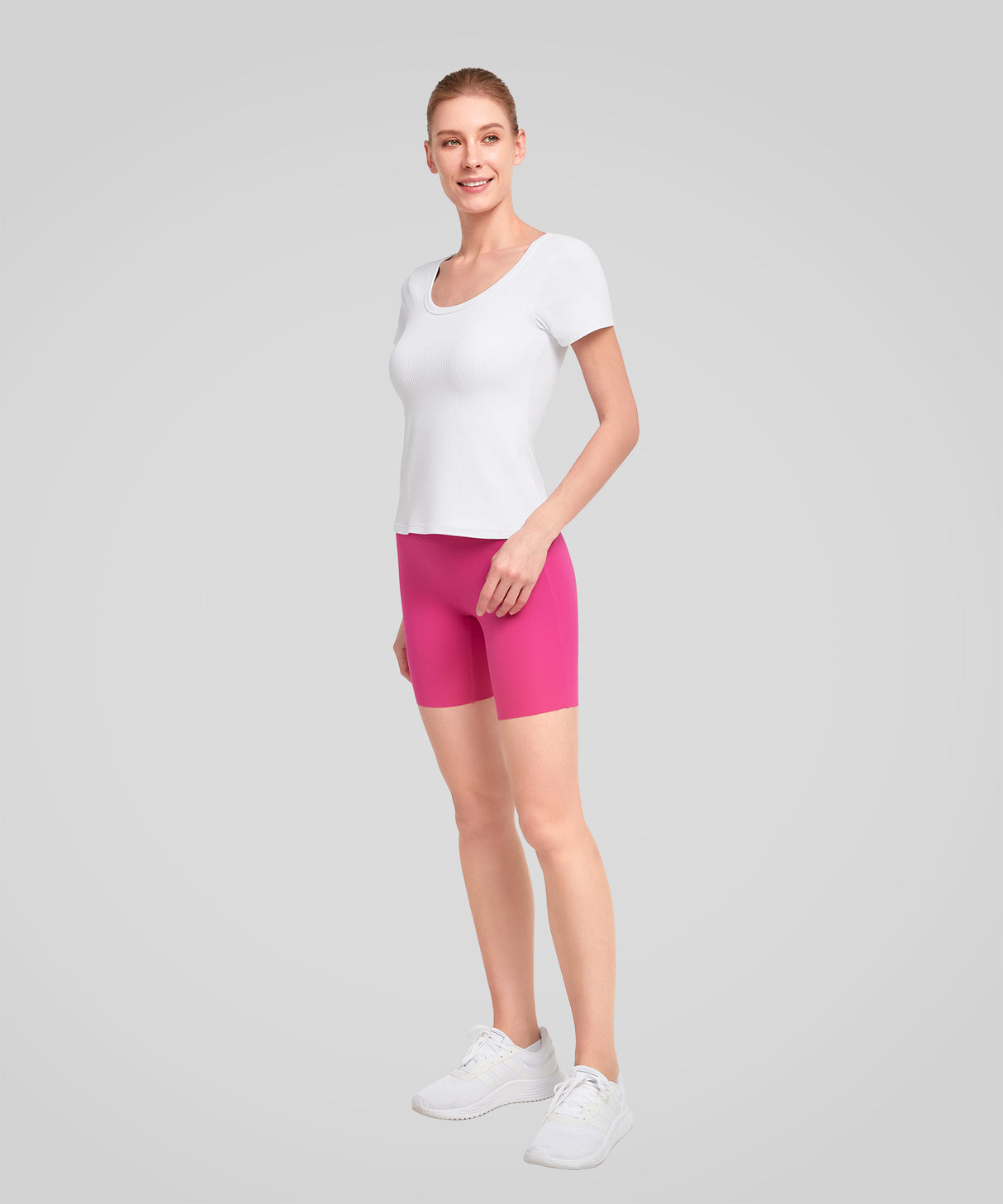 Shift stretchiga mjuka shorts med dubbla sömmar 20 cm | Löparshorts med högt stöd för kvinnor