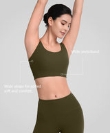 Sujetador de yoga con relleno y espalda en U profunda acanalada Shift | Sujetador deportivo de sujeción ligera para mujer