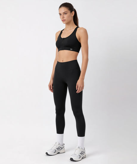 Shift Front Zip Sewn-in Pads Racerback Running Bra | Women's High Support Sports Bra