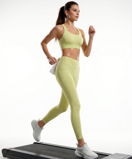 Yellow Racerback Mesh Full Coverage Running Bra | Medium-Impact Support Best For Running, HIIT, Yoga & Training