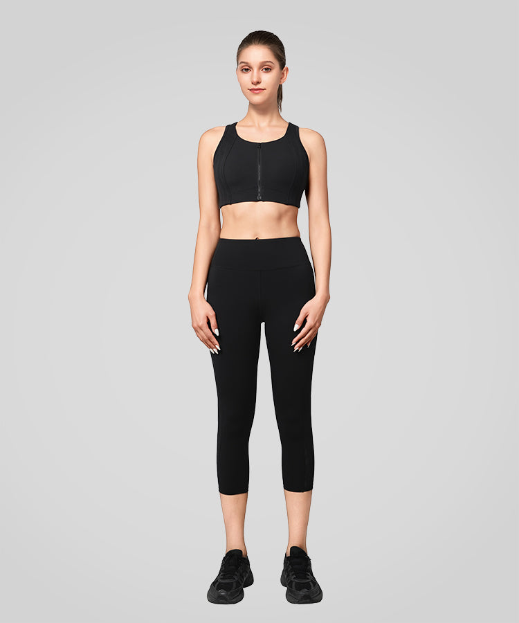 Power Mesh Panel Front Closure Running Bra | Women's High Support Sports Bra