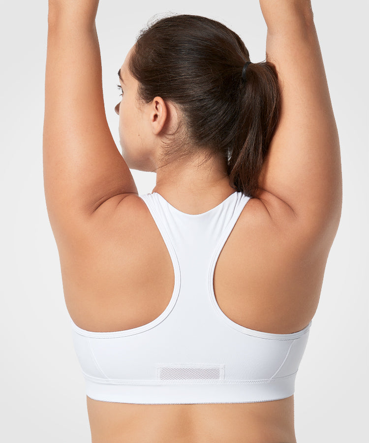 Adjustable With Front Zip Sports Bra Adjustable Shoulder Straps For Women  Ladies Girls S White
