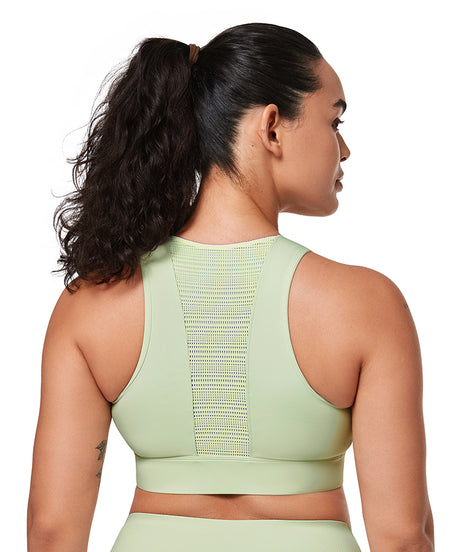 Echo Zipper Mesh Racerback Padded Running Bra | Women's High Support Sports Bra