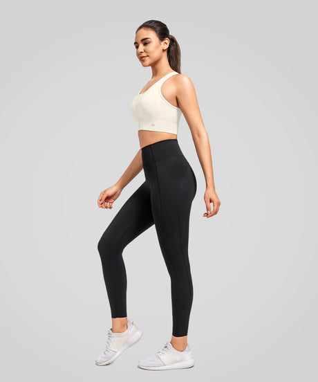 Power Zip Front Key Hole Back Sports Bra | Women's High Support Sports Bra