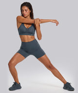 Reggiseno da corsa imbottito con scollo a V e schiena incrociata Power | Reggiseno sportivo ad alto sostegno da donna