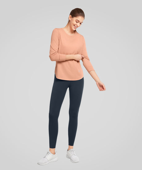 Anywhere Side Slit Solid Color T-shirt | Women's Long Sleeve T-shirt