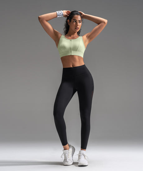 Power Mesh Sweetheart Neck Back Sports Bra| Women's High Support Sports Bra