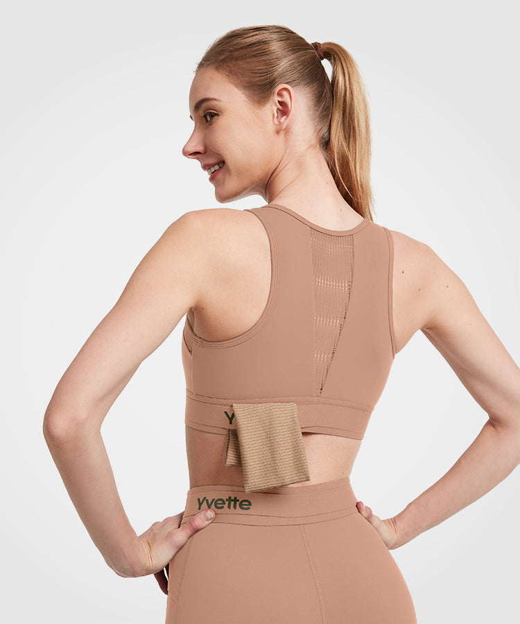 Reggiseno da corsa imbottito con zip frontale in rete e logo Echo | Reggiseno sportivo ad alto sostegno da donna