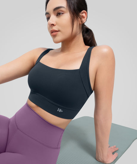 Anywhere Square Neckline Cross-back Mesh Yoga Bra| Women's Light Support Sports Bra