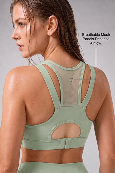 Power™ Zip Front Breathable Full-Coverage Running Bra | Women's High Support Sports Bra