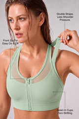 Power™ Zip Front Breathable Full-Coverage Running Bra | Women's High Support Sports Bra