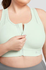 Reggiseno da corsa imbottito con cerniera frontale perforata Echo Jacquard | Reggiseno sportivo ad alto sostegno da donna