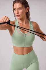 Power™ Zip Front Breathable Full-Coverage Running Bra | Women's High Support Sports Bra