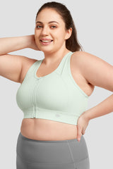 Reggiseno da corsa imbottito con cerniera frontale perforata Echo Jacquard | Reggiseno sportivo ad alto sostegno da donna