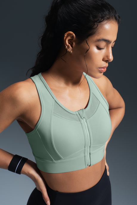 Reggiseno da corsa imbottito Sculpt Zip Mesh Racerback | Reggiseno sportivo ad alto sostegno da donna