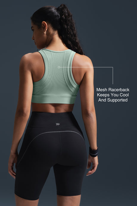 Reggiseno da corsa imbottito Sculpt Zip Mesh Racerback | Reggiseno sportivo ad alto sostegno da donna