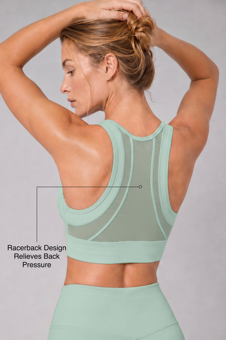 Sculpt Zip Mesh Racerback gepolsterter Lauf-BH | Damen-Sport-BH mit starkem Halt