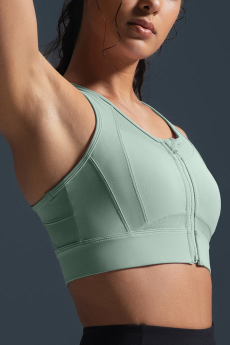 Reggiseno da corsa imbottito Sculpt Zip Mesh Racerback | Reggiseno sportivo ad alto sostegno da donna