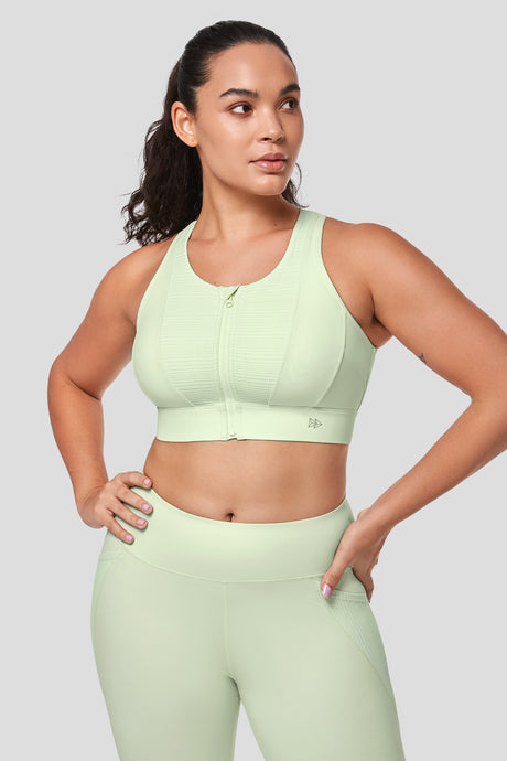 Echo™ Zipper Mesh Racerback Padded Running Bra | Women's High Support Sports Bra