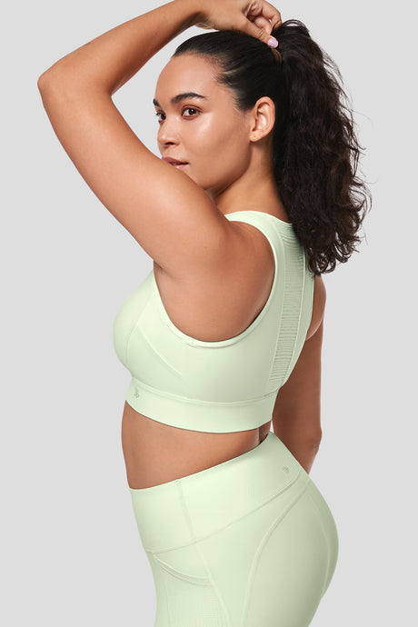 Echo™ Zipper Mesh Racerback Padded Running Bra | Women's High Support Sports Bra