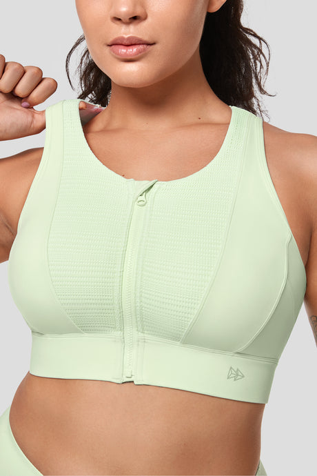 Echo™ Zipper Mesh Racerback Padded Running Bra | Women's High Support Sports Bra