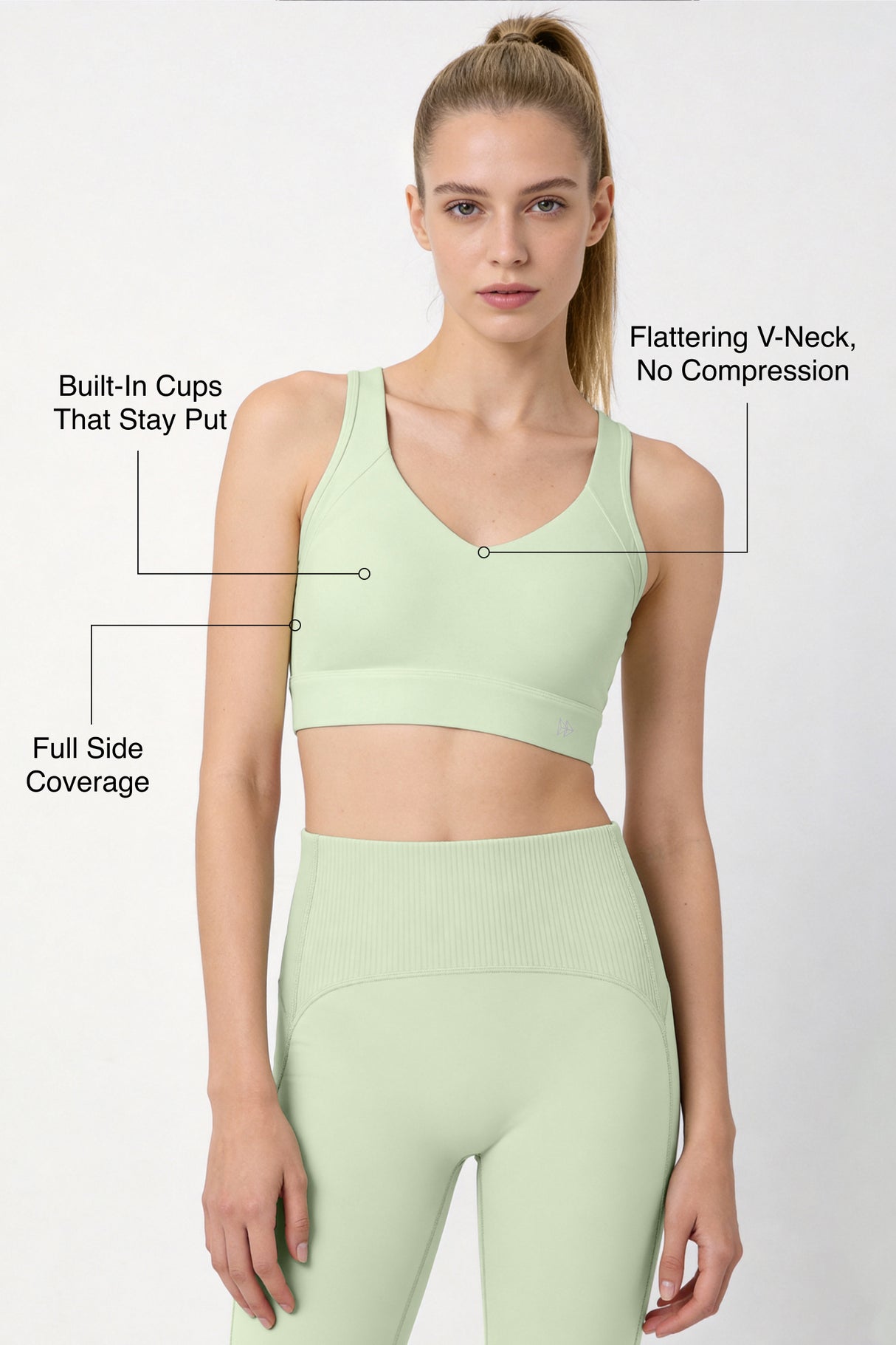 Shift™ Racerback Air Flow Full Coverage V-Neck Support Sports Bra | Women's Medium Support Sports Bra Best For Yoga, HIIT