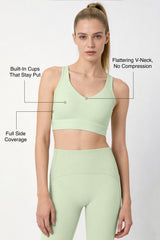 Shift™ Racerback Air Flow Full Coverage V-Neck Support Sports Bra | Women's Medium Support Sports Bra Best For Yoga, HIIT