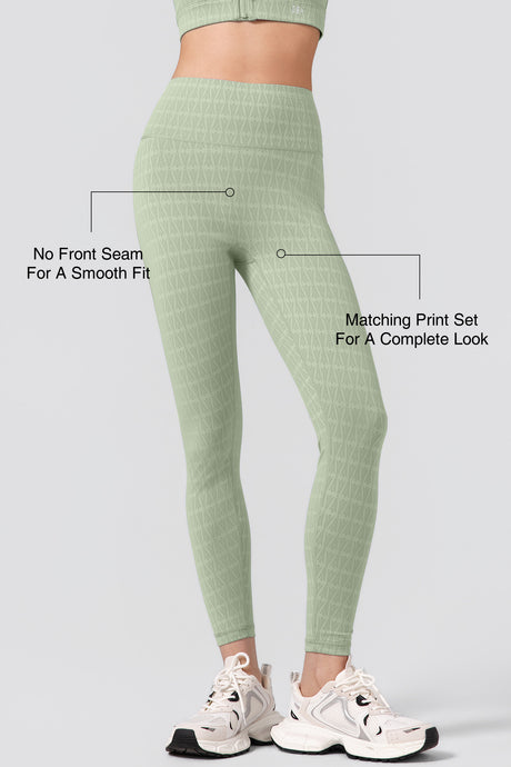 Power™ Jacquard Pattern No Front Seam High-Rise Running Leggings 25inches | Women's High Support Leggings