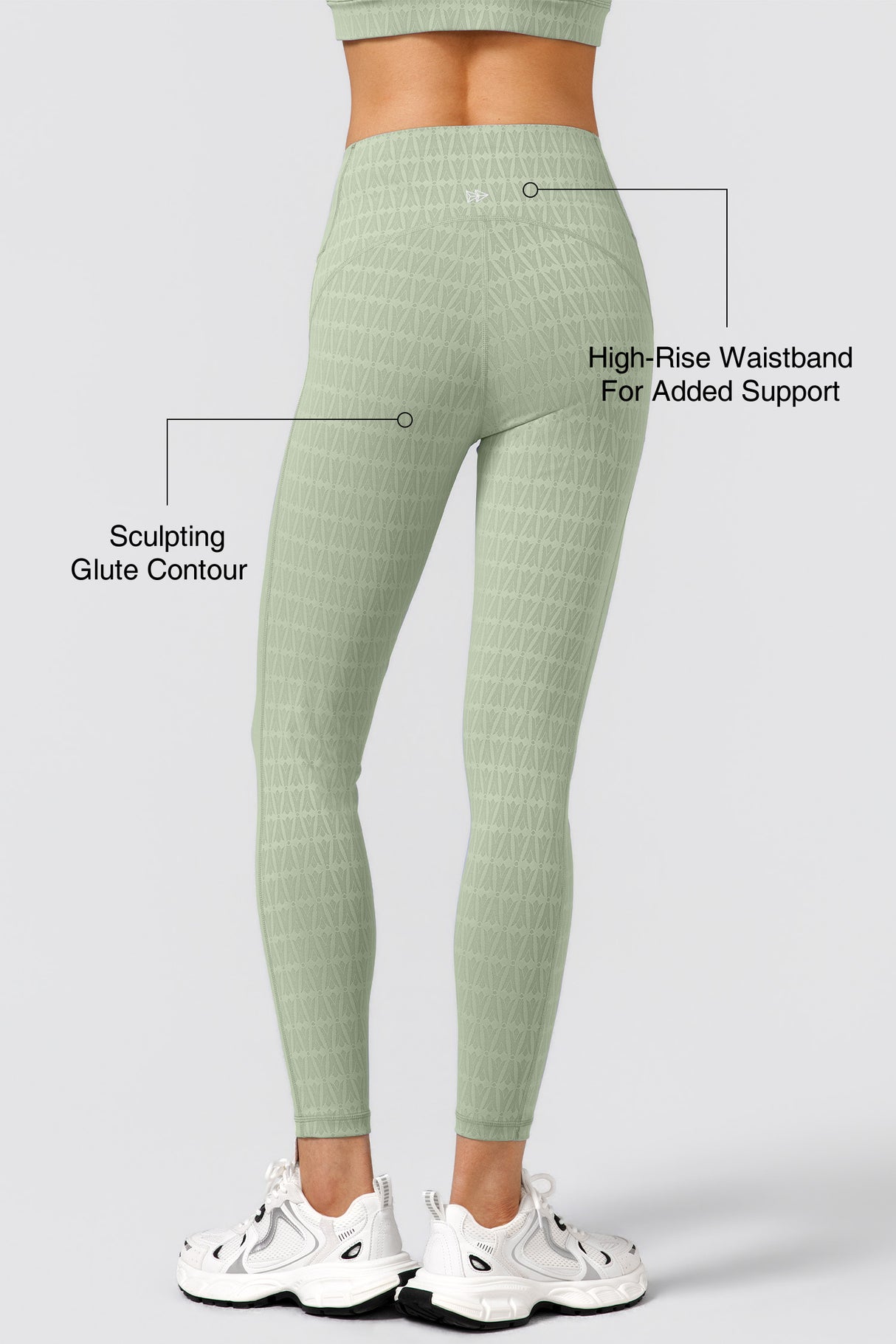 Power™ Jacquard Pattern No Front Seam High-Rise Running Leggings 25inches | Women's High Support Leggings