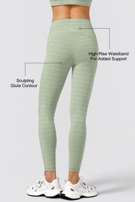 Power™ Jacquard Pattern No Front Seam High-Rise Running Leggings 25inches | Women's High Support Leggings