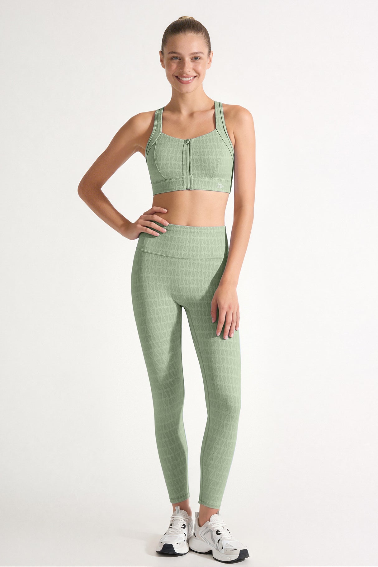 Power™ Jacquard Pattern No Front Seam High-Rise Running Leggings 25inches | Women's High Support Leggings