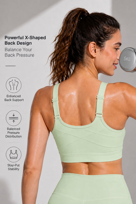 Power Zip Verstellbare Träger Gepolsterter Lauf-BH | Damen Sport-BH mit starkem Halt