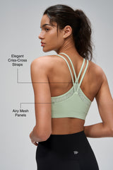 Anywhere™ Stretch Criss-Cross Mesh Yoga Bra| Women's Light Support Sports Bra