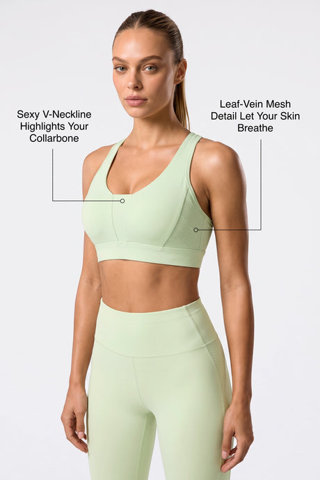 Power™ V-Neck High-Support Racerback Sports Bra | Women's High Support Sports Bra Best For Yoga, HIIT - image 9