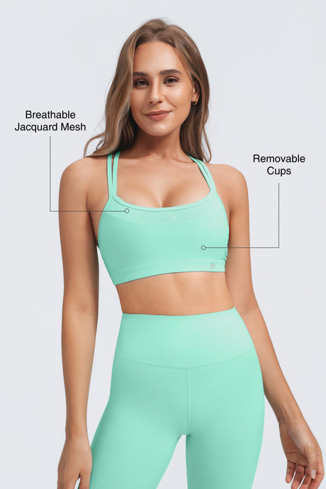 Anywhere™ No-Slip Crisscross Straps Removable Cups Yoga Bra | Women's Light Support Sports Bra Best For Yoga, HIIT