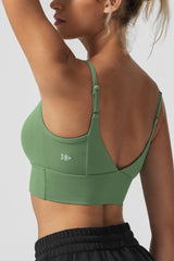 Echo™ V-Neck Ribbed Padded Yoga Bra | Women's Light Support Sports Bra