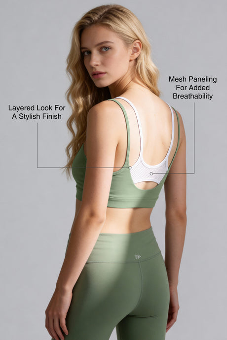 Anywhere™ Double Straps Removable Cups Mesh Yoga Bra | Women's Light Support Sports Bra