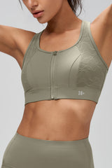 Power™ Zip Front Breathable Racerback Full Coverage High Support Sports Bra